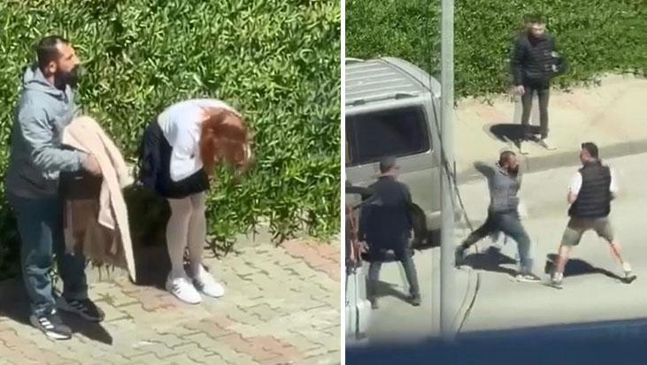 İstanbul'da şok görüntü! Tartıştığı kadını sokakta yumrukladı