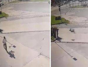 Elazığ’da ilginç anlar kameraya yansıdı! Kargadan kaçarken taklalar attı