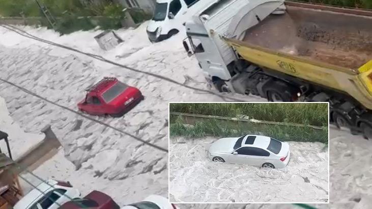 Üç kenti dolu vurdu! Sokaklar bembeyaz oldu, yollar kapandı