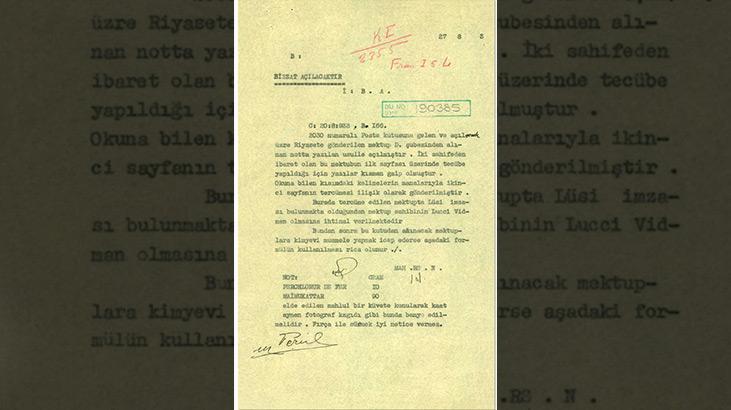 MİT 1933 tarihli belgeyi yayımladı! Gizli mektuplar için özel formül