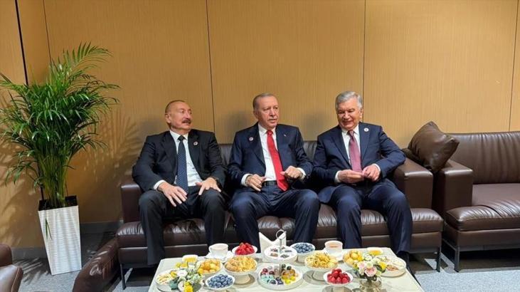 Cumhurbaşkanı Erdoğan, Aliyev ve Mirziyoyev ile bir araya geldi