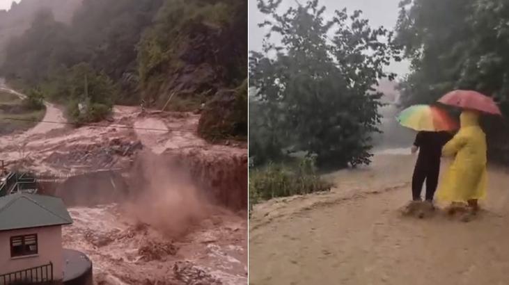 Giresun’da şiddetli yağış! Dereler taştı; Tirebolu-Doğankent yolu ulaşıma kapandı