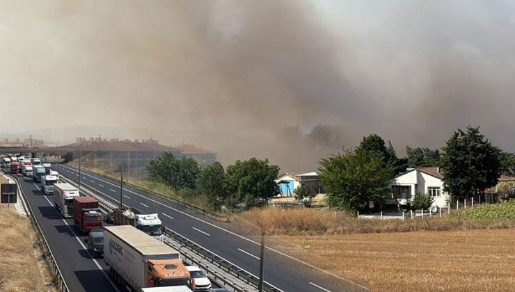 Silivri’de yangın rüzgarın etkisiyle büyüdü! TEM otoyolu çift yönlü trafiğe kapatıldı