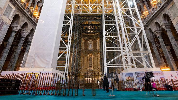 Ayasofya’nın mihrap bölümündeki kubbede güçlendirme çalışmaları başlıyor