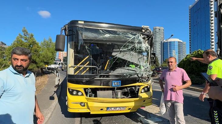 Beşiktaş’ta İETT otobüsü iş makinesiyle çarpıştı! Yaralılar var