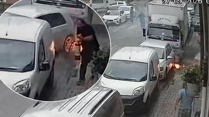 İstanbul’da yer altındaki kablolar alev aldı! Aracını son anda kurtardı