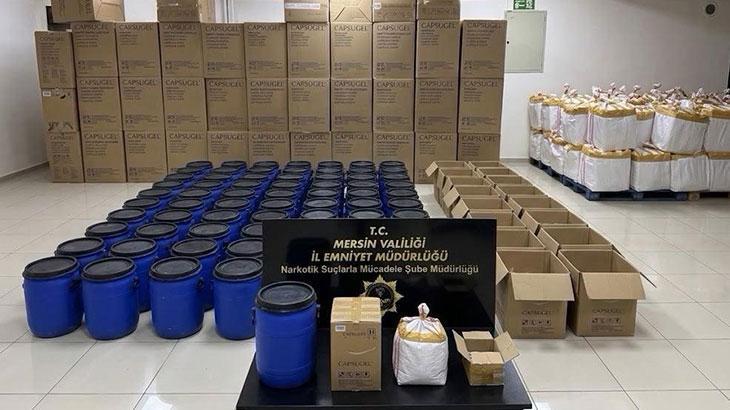 Mersin’de operasyon: Depoda 1 ton 250 kilogram sentetik uyuşturucu ham maddesi bulundu