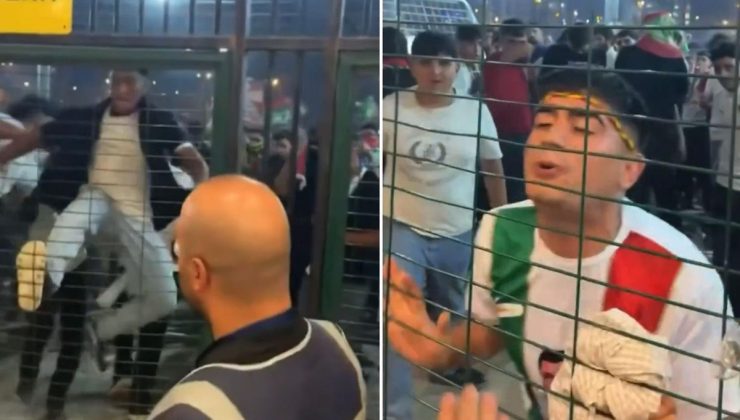 Stadyum girişinde skandal görüntü! Polise tükürdüler