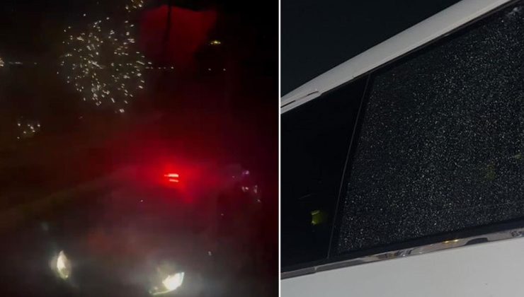 Taşlı saldırıya uğradılar! Otobüsten böyle karşılık verdiler