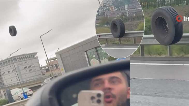 Kuzey Marmara’da TIR’dan fırlayan lastik korku saçtı