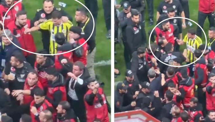 Mert Hakan Yandaş, saha içinde görev yapan polisi önce itti, sonra tartıştı
